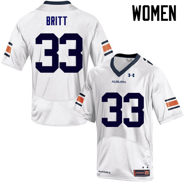 Auburn Tigers Women's K.J. Britt #33 White Under Armour Stitched College NCAA Authentic Football Jersey BNJ2374VG